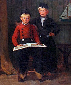 Twee jongetjes met een prentenboek