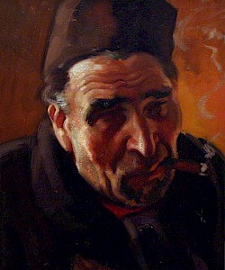 Portret man, met sigaar.